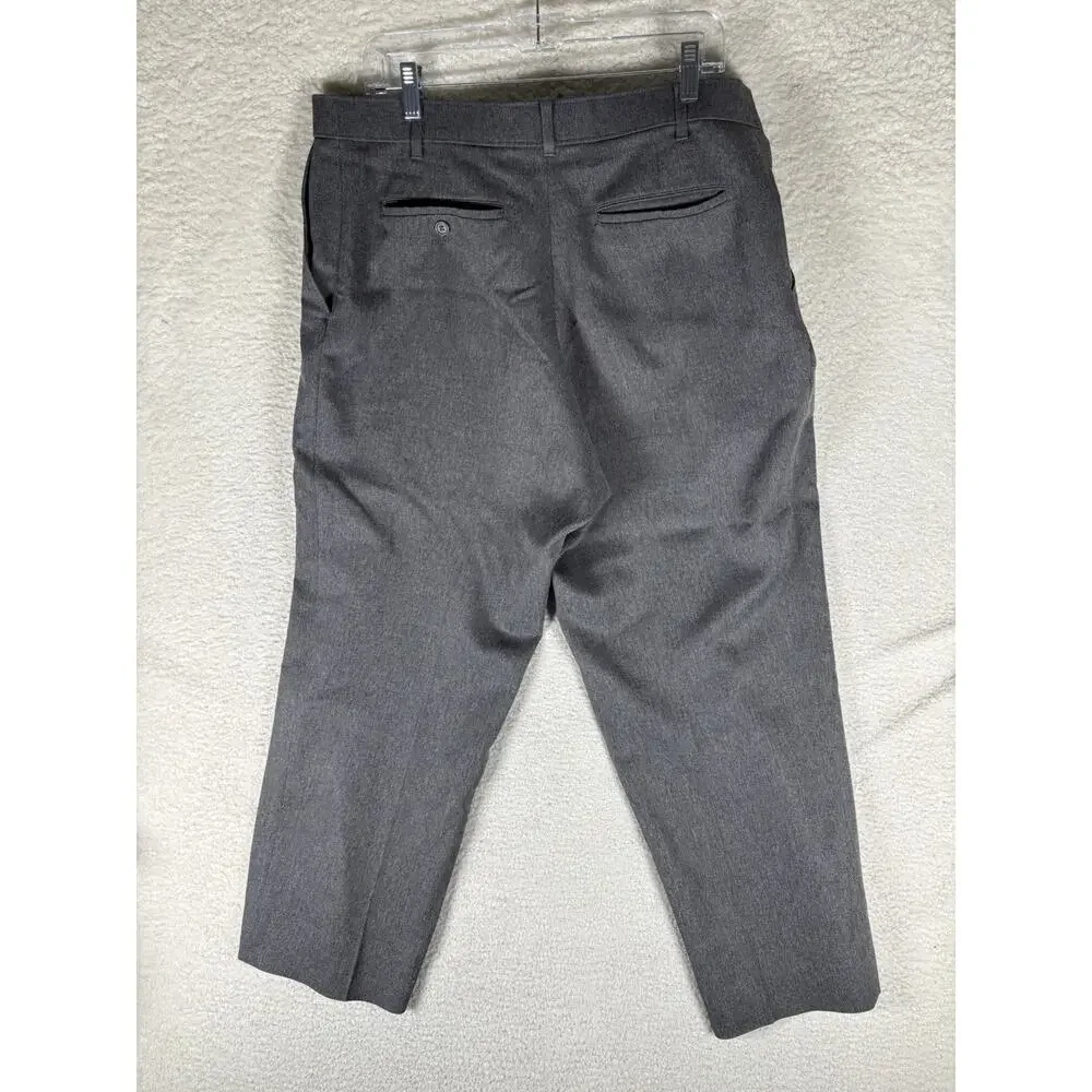 Vintage Levis 517 Action Slacks 37x27 Gray Polyester 80s 90s Dress Pants